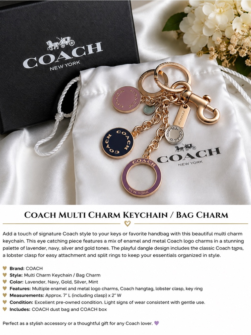 COACH C1596 Circle Cluster Bag Charm – Multi-Color